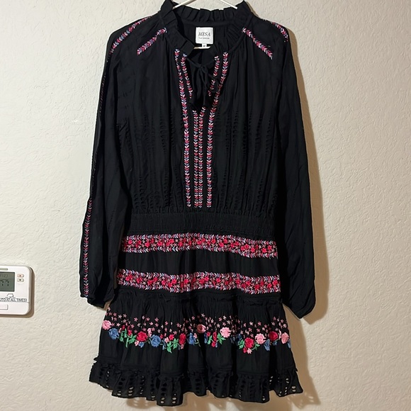 MISA Los Angeles Manuela mini cotton dress embroidered w long sleeves size‎ M - Picture 13 of 13